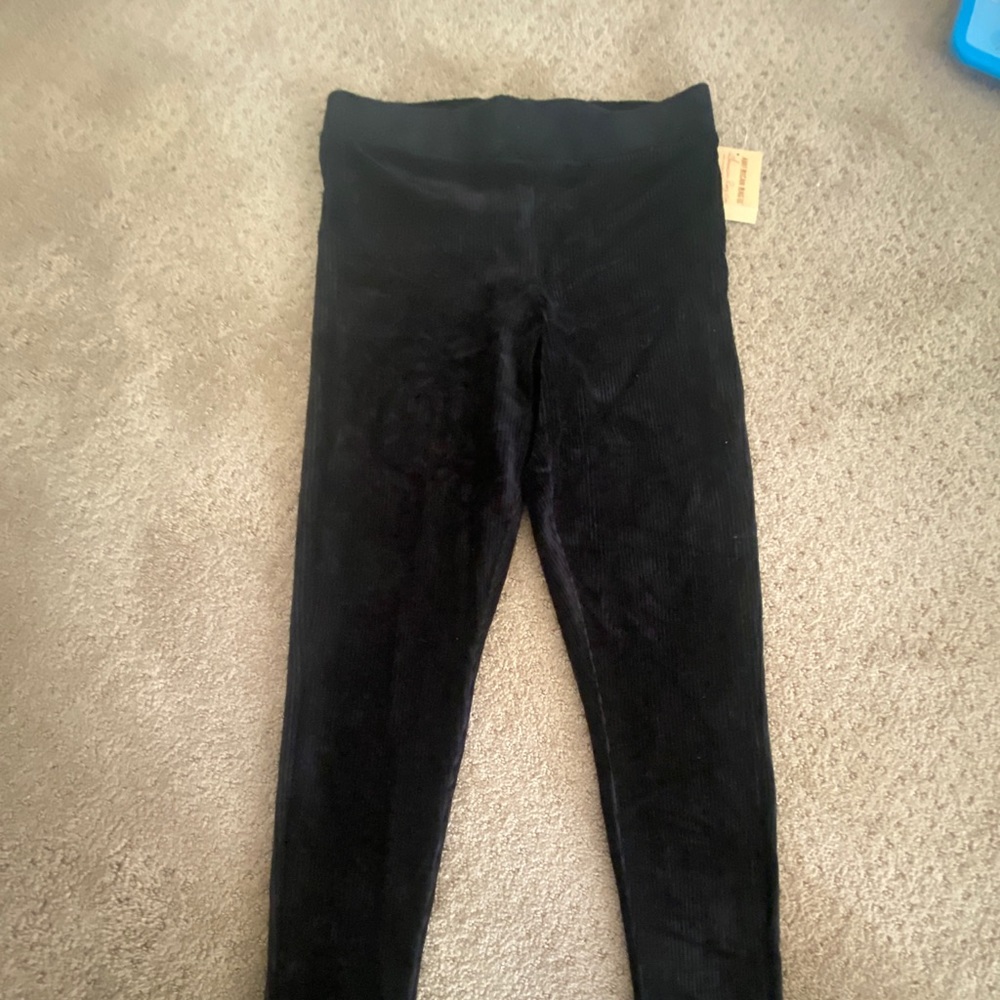 Black soft ribbed pants